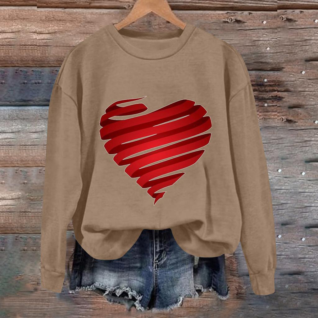 Women's Fashion Long Sleeve Print Round Neck Sweater Top