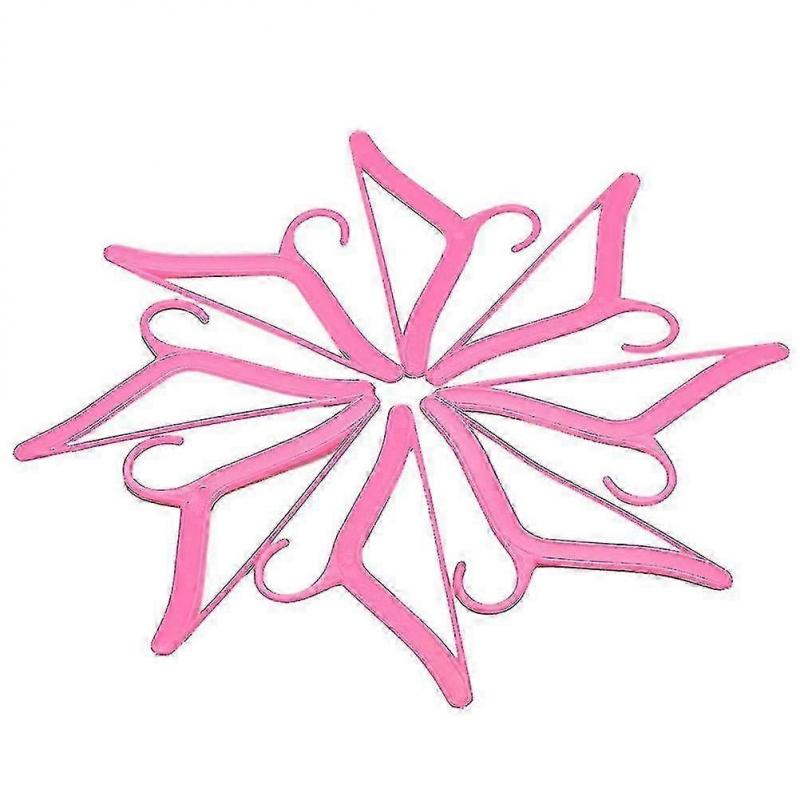 20 Pcs Pink Hangers For Barbies Dolls Clothes Accessories Plastic Hangers