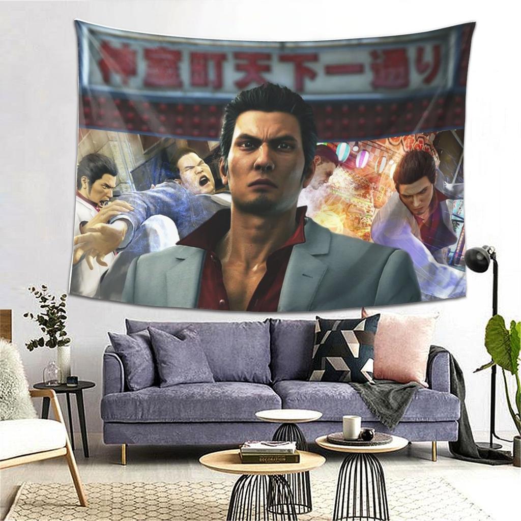 Welcome To Kamurocho Kiryu Kazuma Tapestry Wall Hanging Aesthetic Home Decor Tapestries for Dorm Room