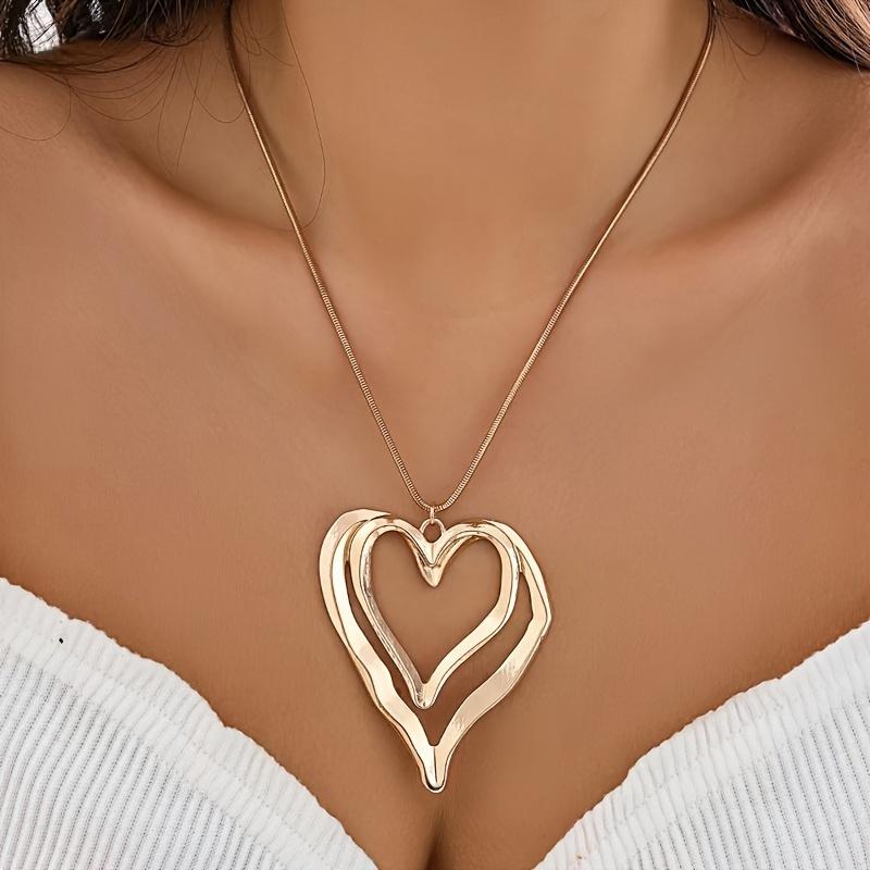 Personalized Exaggerated Design Irregular Heart Pendant Necklace for Women Gothic Holiday Party Accessories Jewelry Gifts
