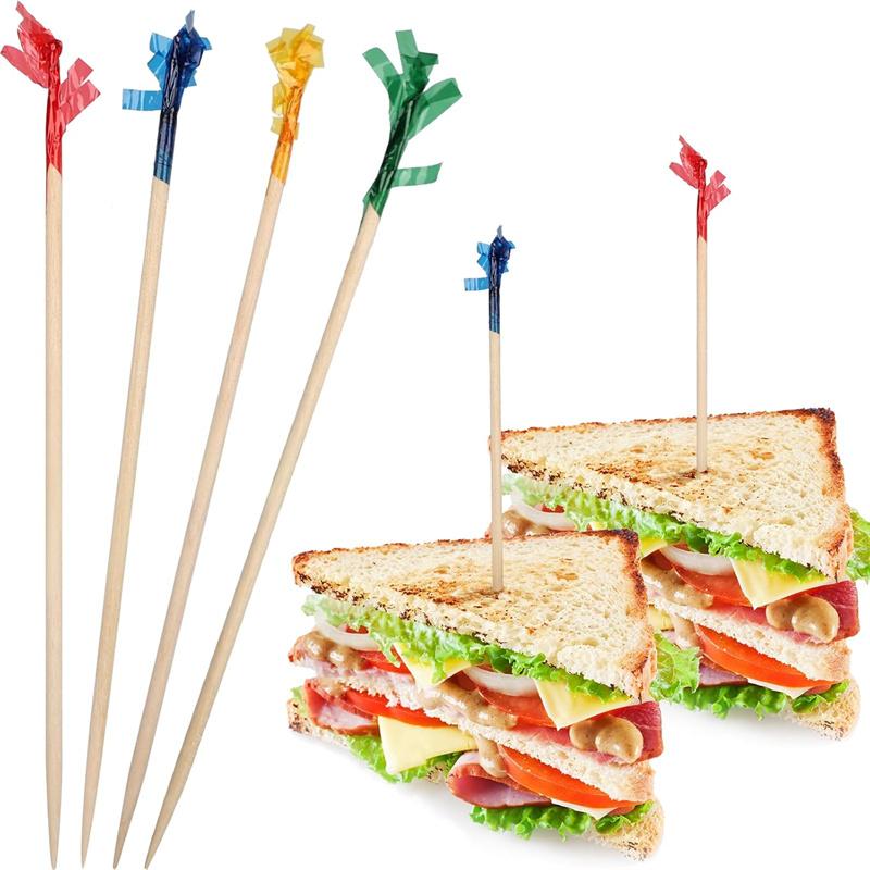 100Pcs Chicken Skewers Bamboo Colorful Plastic Strip Fruit Picks Party Cocktail Sticks Decorative Toothpicks Cocktail Picks разноцветный
