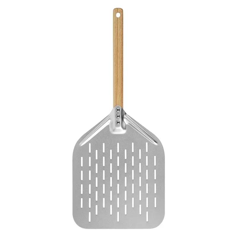 

12 Inch Pizza Shovel Metal Non-Stick Pizza Peel with Wood Handle Transfer Tray for Homemade Baking Pizza Cake Bread Pizzas Tools 12