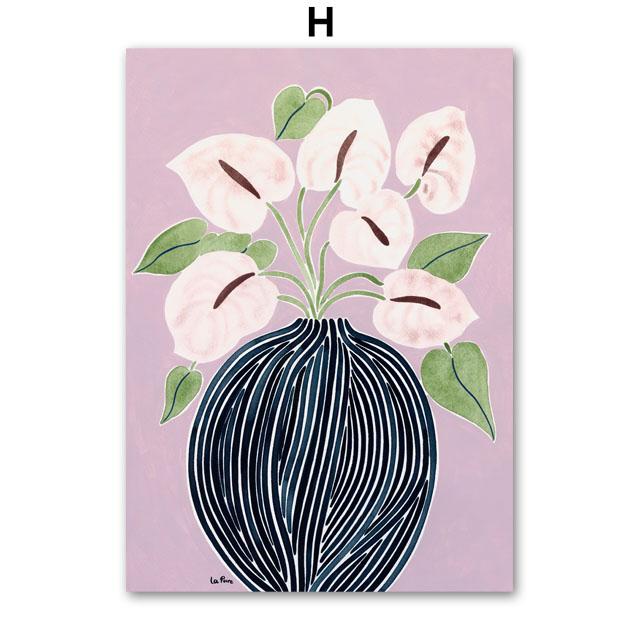 Tulip Vase Woman Coat Flower Fruit  Abstract Gallery Posters And Prints Wall Art Canvas Painting Pictures For Living Room Decor