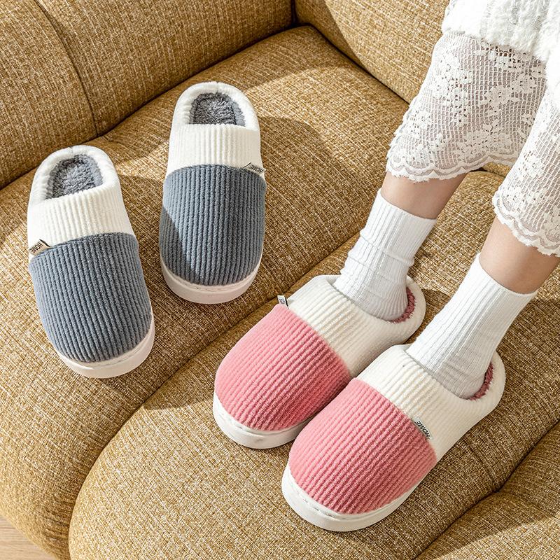 Heel Cotton Slippers Home Thermal Rubber Platform Couple Indoor Non-slip Shoes Winter Wedding Slippers
