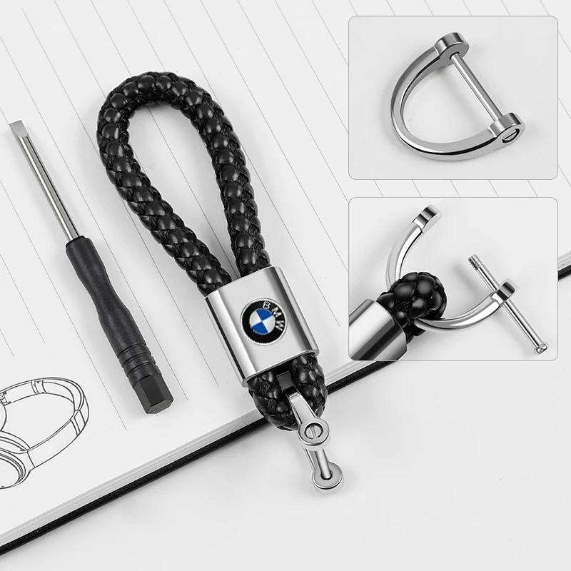 2025 Heißes Auto-Styling 3D Metall+Leder Geflochtenes Gewebtes Seil Schlüsselanhänger Für BMW M power X1 X3 X5 X6 Performance M3 M5 E90 E39 E46 Zubehör