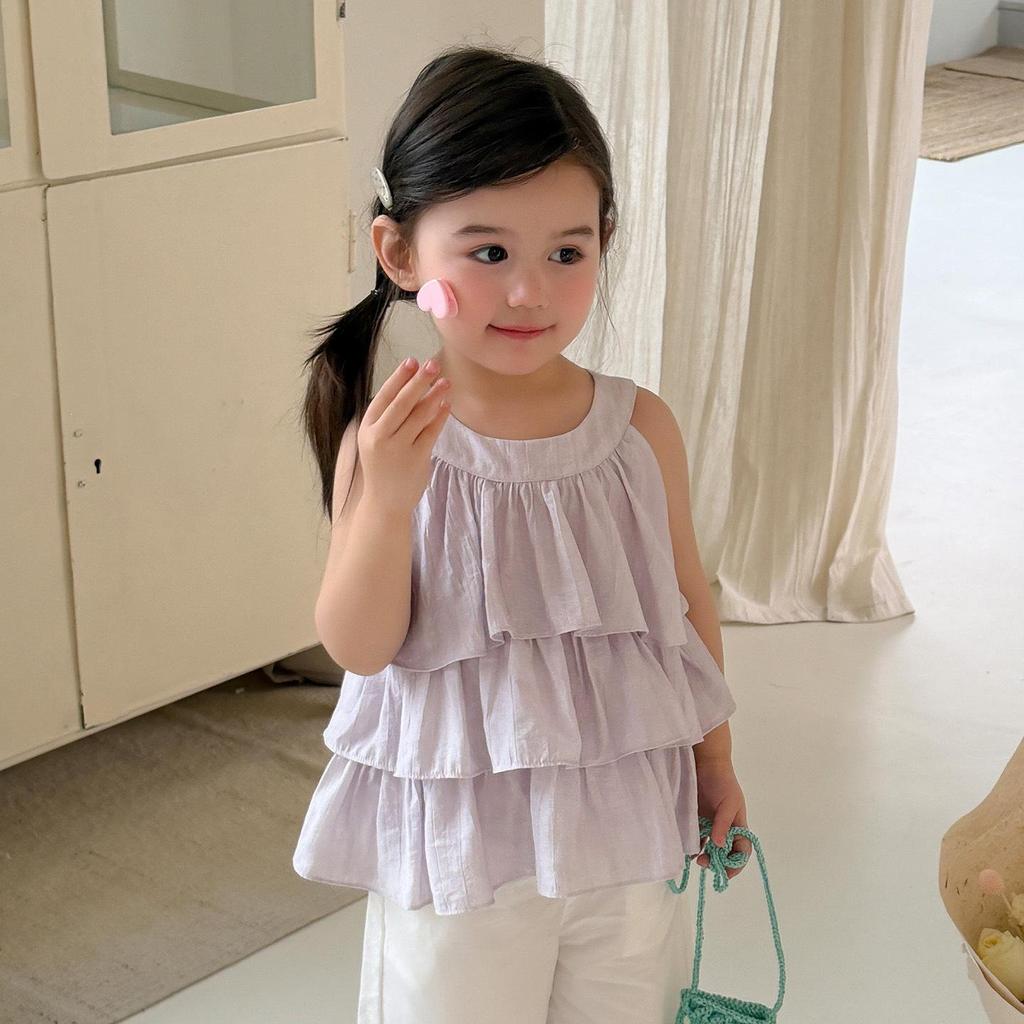 Large Size 26 New Summer Girls' Korean Halter Doll Top & Wide-Leg Pants Set - 710531
