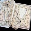 New Women Ice Silk Pajama Set,Long Sleeve Long Pants Loungewear