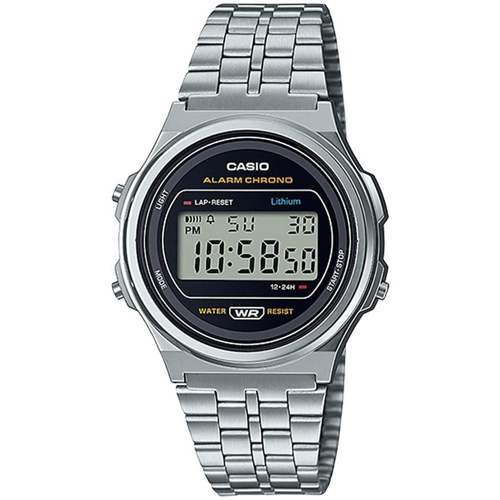 CASIO Standard Vintage wristwatch watch unisex classic quartz digital metal silver black A171WE-1A