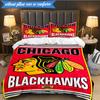 3PCS Chicago-Blackhawks Logo Bedding Set,Including 1pc Duvet Cover And 2pcs Pillowcases Perfect for Bedroom, Dormitory, Fan Christmas Gift