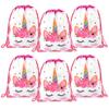 1/6/12Pcs Unicorn Drawstring Bag Kids Girls Unicorn Birthday Party Favors Supplies Candy Gift Packaging School Storage Backpacks