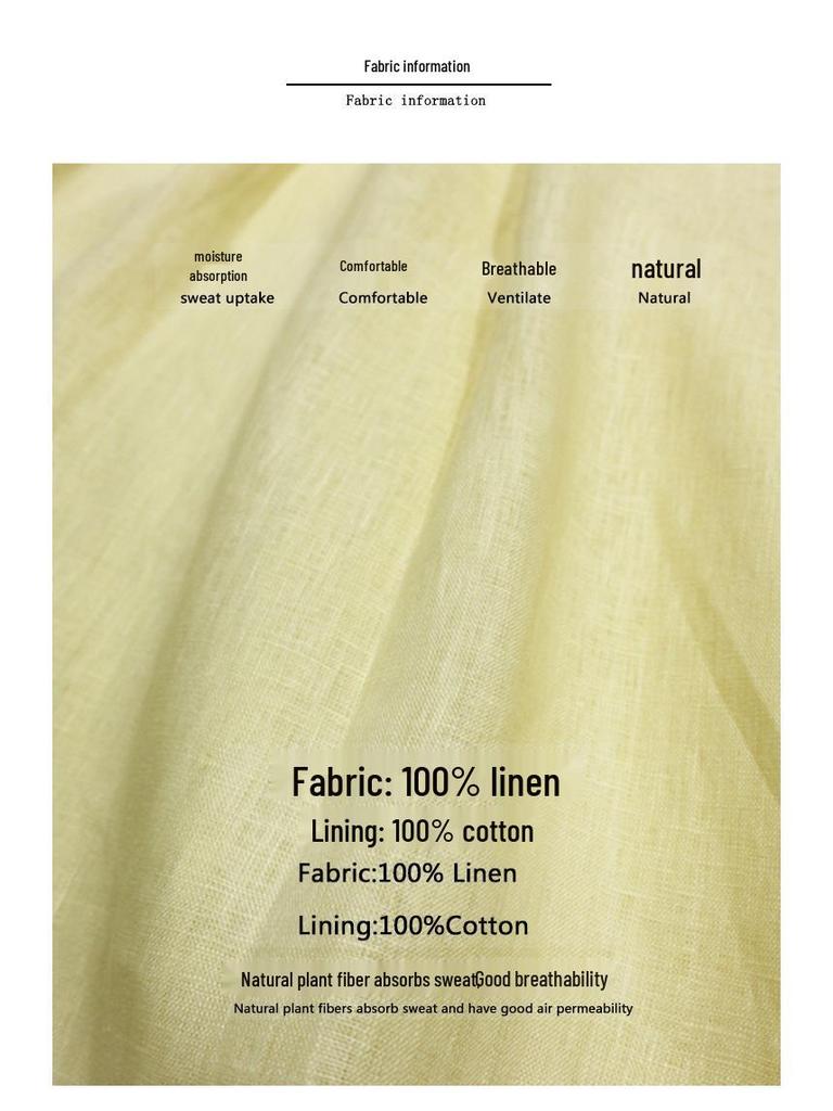 In Stock: 2025 Summer Yellow Linen Square Neck Mid-Length French Vacation Dress