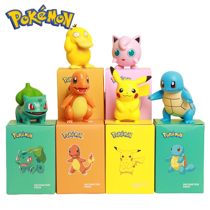 Original Cute Pokemon Model Toy Pikachu Charmander Bulbasaur Eevee Snorlax Action Figure Desktop Ornament