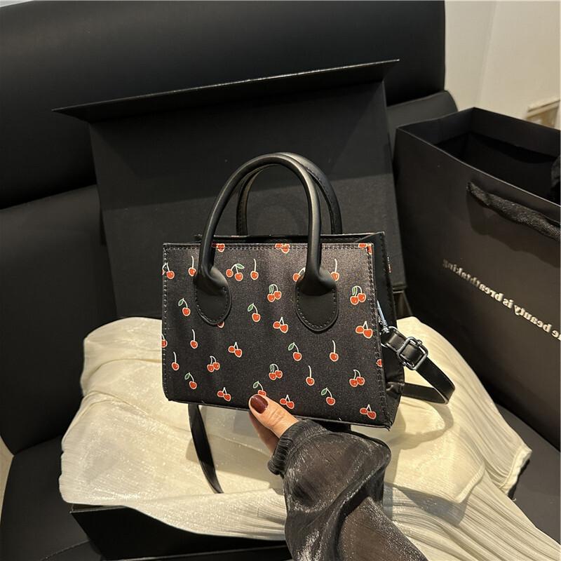 New Trendy Girl Handbag Fashi Commuter Cherry Pillow Bag Niche Printed Texture Shoulder Bag