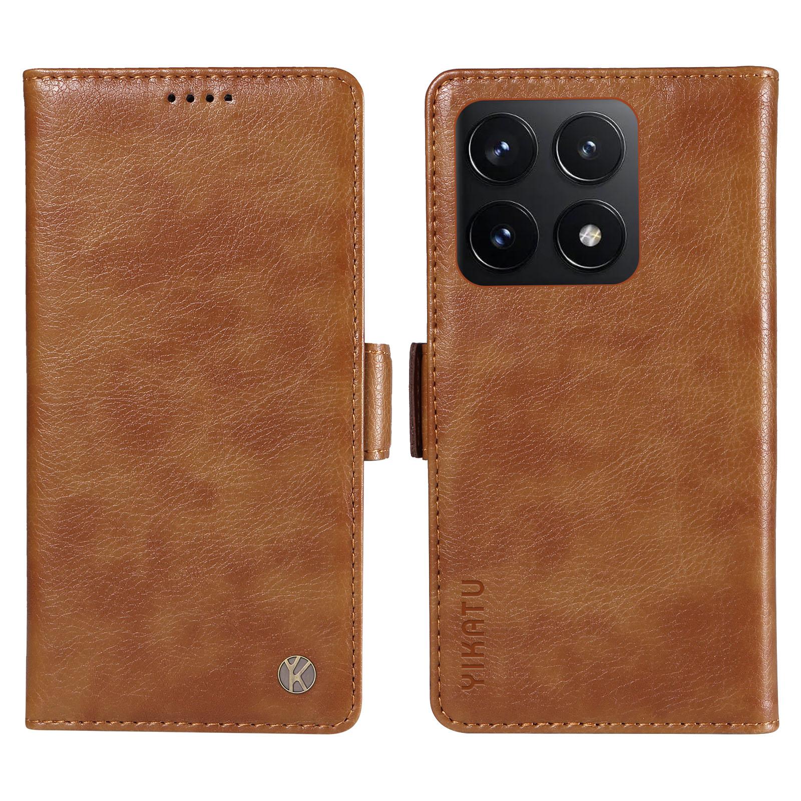 

YIKATU YK-007 Чехол для Xiaomi 14T Боковая застежка Кожаный чехол для телефона Текстура личи B