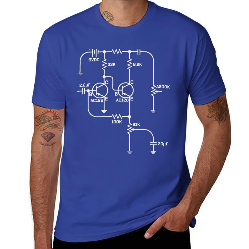 Schéma zapojení fuzz pedálu Ručně zapojené vtipné kytarové tričko grafické tričko pánské tričko fruit of the loom pánská trička