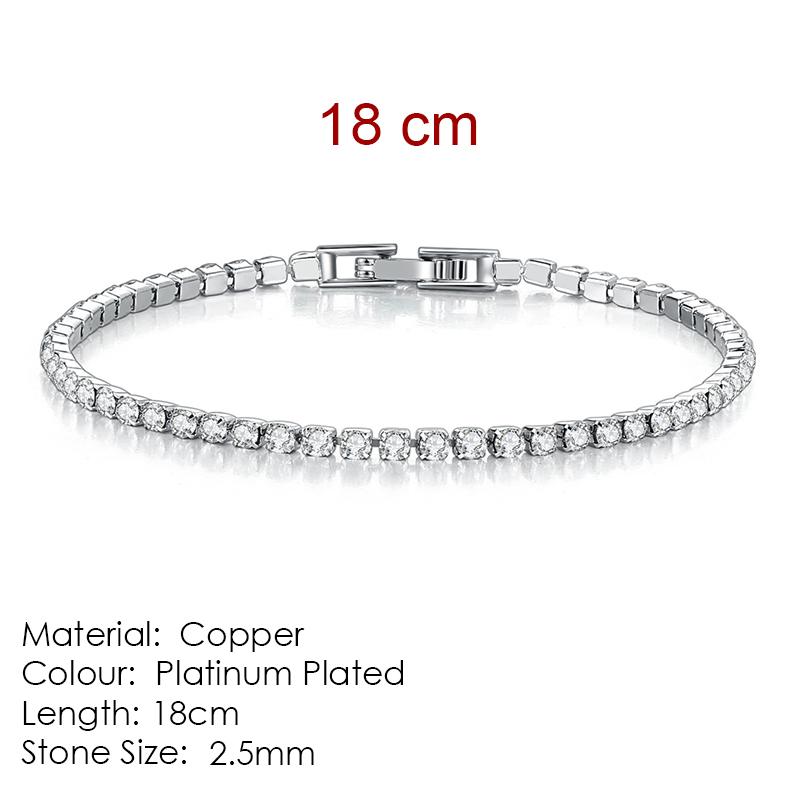 Silver Color 2.5/3/4/5mm Zircon Tennis Bracelet For Women Men Dazzling Crystal Hand Chain Wedding Gift Punk Fashion Jewelry