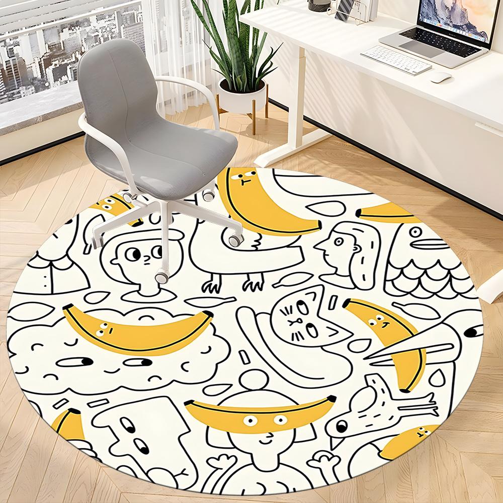 1pc Banana Party Office Round Area Rug, Indoor Mat Suitable ForOffice, Under Office Chairs Bedroom Living Room Home Decor, Room Decot062