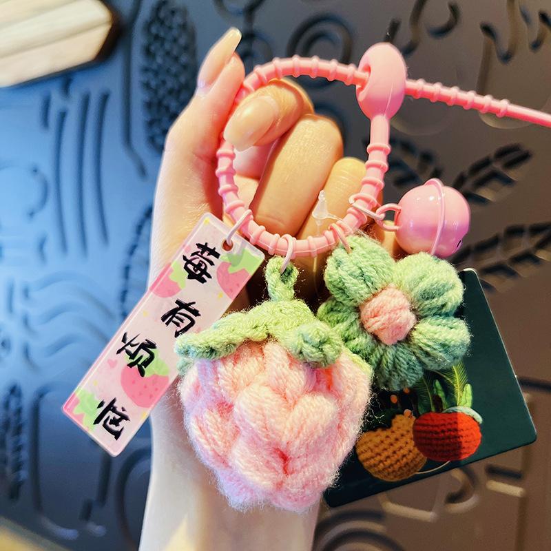 Оригинальный Плюшевый Вязаный Фруктовый Подвеска Хорошее Появление Хурмы Брелок Женский Изысканный Милый Пара Школьная Сумка Подвеска