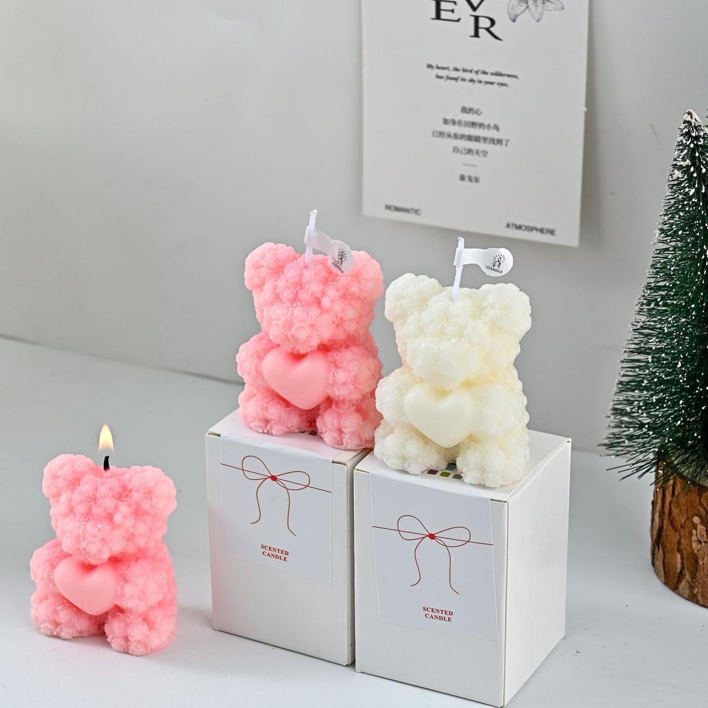 Love Rose Bear Aromatherapy Candle Cute Chinese Valentine's Day Creative Gift Aromatherapy Atmosphere Souvenir Decoration Ornaments