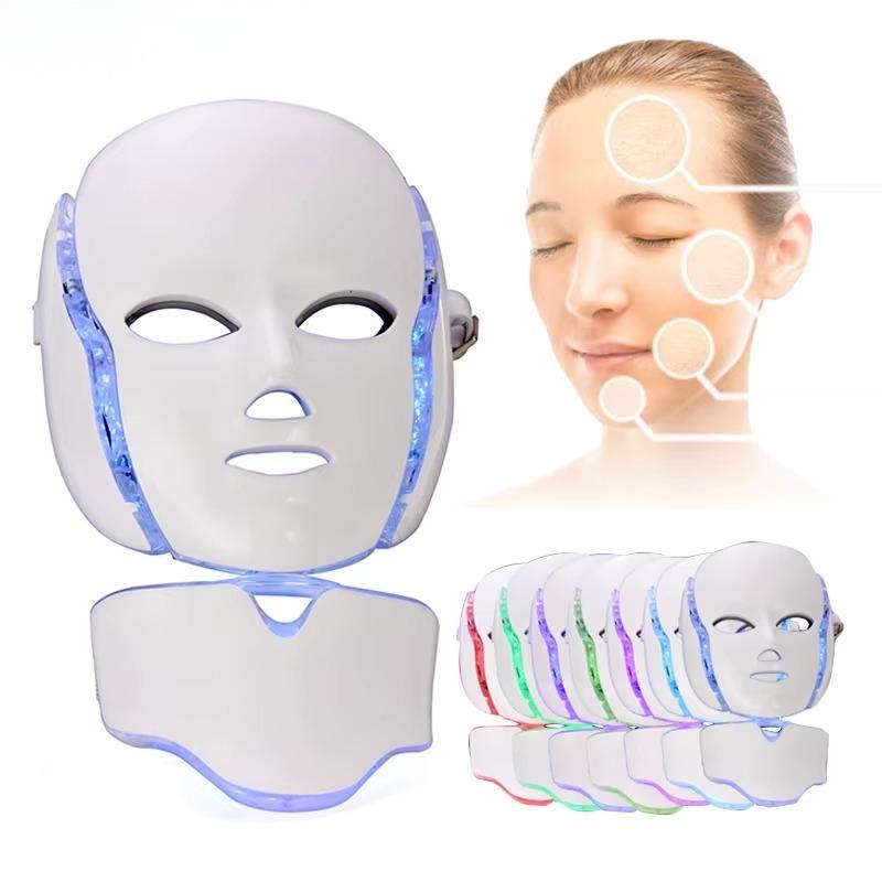 7 Colors LED Firming & Whitening Mask Facial Device - Facial & Neck Anti-Acne Professional Skin Therapy