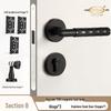 Black Knurled Magnetic Silent Door Handle with Lock for Bedroom Wood Doors