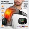 Touchscreen Smart 5000mah Electric Heated Vibrating Shoulder Massager Brace Support Wrap Breathable Perforated Wireless Rechargeable 3-speed Massage