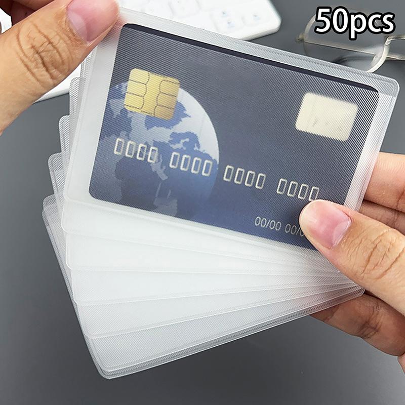 50 ks Vodotěsný průhledný držák na karty z PVC Plastové držáky na ID karty Pouzdro pro ochranu kreditních karet Ochrana karet Držáky na karty Tašky
