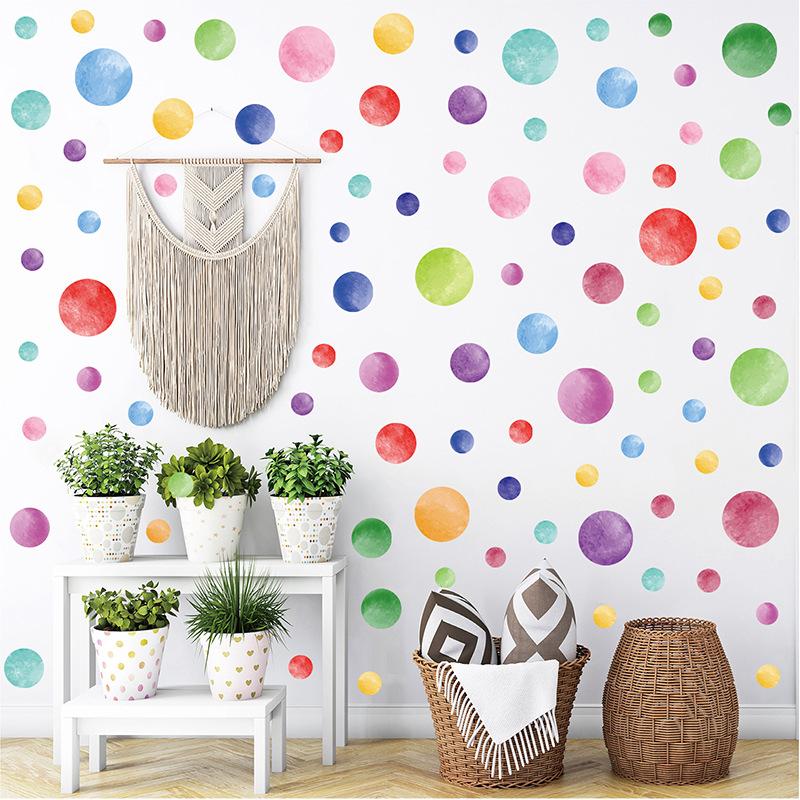 Colorful Polka Dots Wall Stickers for Kids Room Bedroom Nursery Classroom Playroom Backdrop Decoration