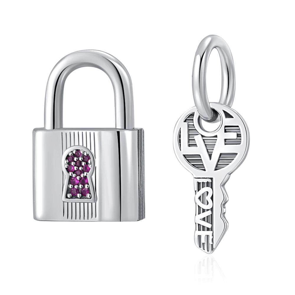 Lock Charm Fit Original Bracelet Love Locks Keys Double Heart Bead Diy Women Jewelry Giftcopper Trinket Jewelry Party Gift