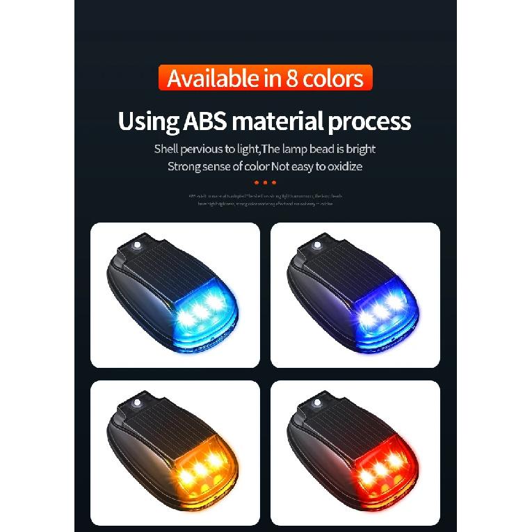 Roof light LED solar remote control wiring free flash, car navigation light, motorcycle flashing light, warning light