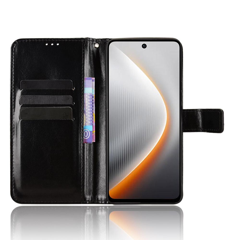For TECNO Pova 7 5G PU Leather Case with Strap Crazy Horse Texture Phone Wallet Cover