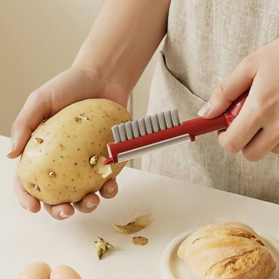 Freistehendes 3-in-1-Schälmesser mit Bürste, scharfe Edelstahl-Schälwerkzeuge, ergonomischer ABS-Griff für Kartoffel-/Karotten-Küchenhelfer, Geschenk