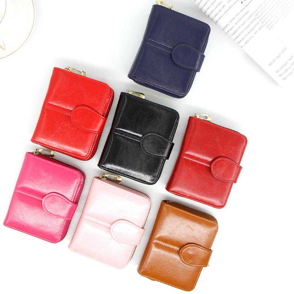 Damen Portemonnaie Pu Leder Reißverschluss Einfarbig Kurze Geldbörsen Für Frauen Luxus Designer Multi Karten 2 Faltbare Kartenhalter Carteras