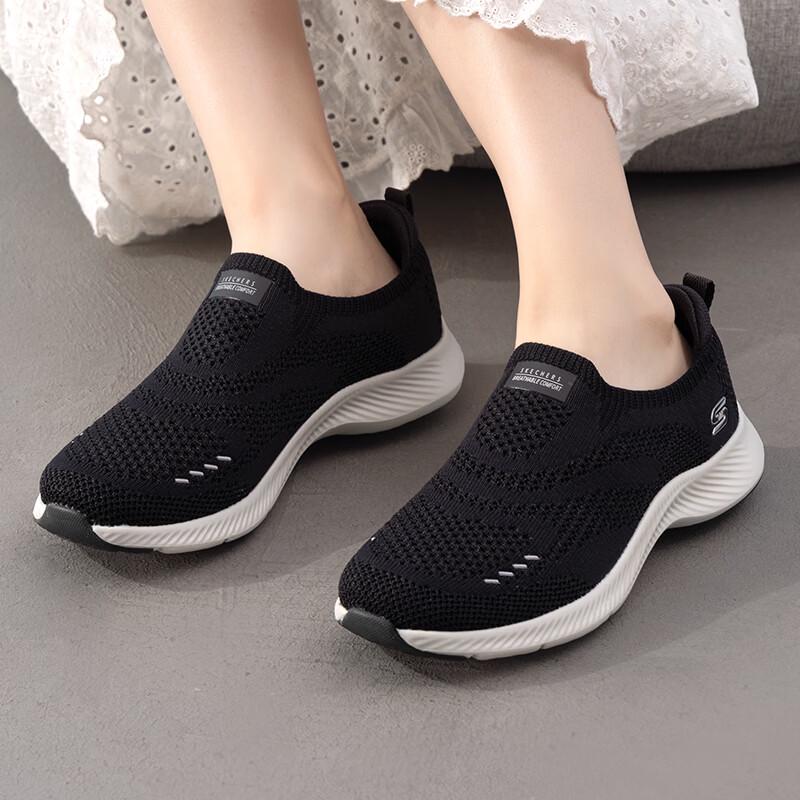 Skechers Women s 104637-BKW Lifestyle Casual Shoes 6.5