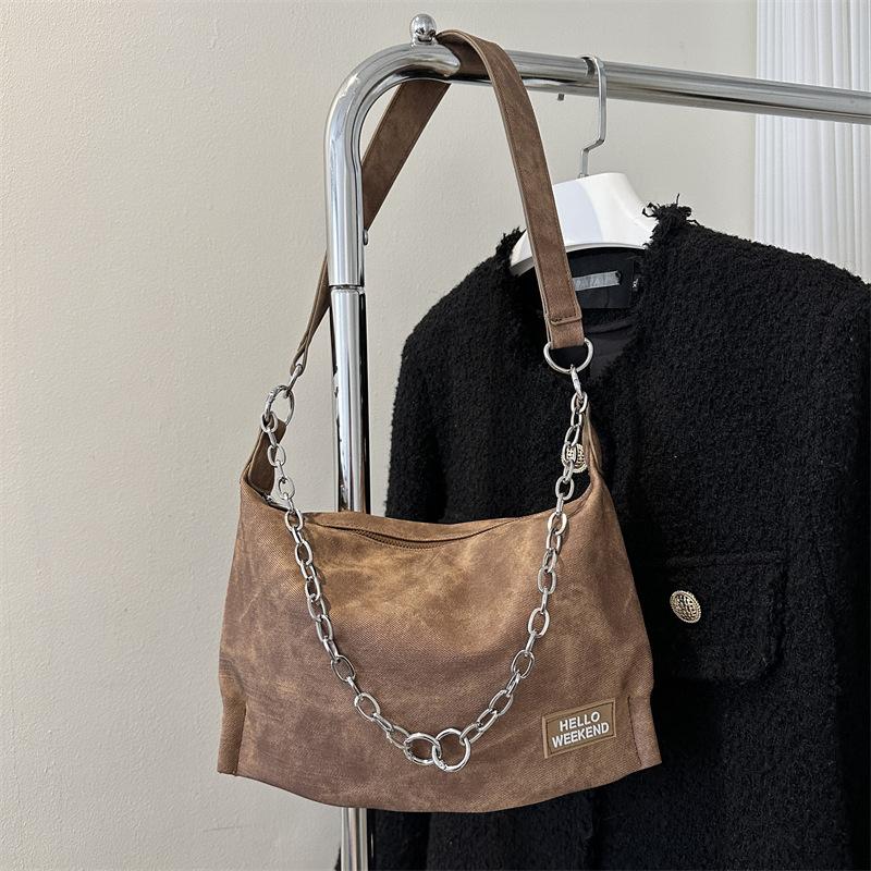 Versatile Large-capacity Tote Bag New Textured Commuter Messenger Bag Women's Retro Chain Shoulder Bag