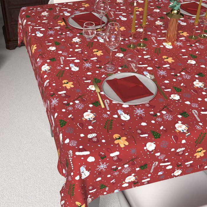 Nappe festive imprimée anti-tâches carrée 180x180 CANDY, par Soleil Ocre