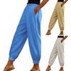Women Casual Pants Elastic Mid-rise Wide Leg Ankle-Tied Design Long Trousers with Pockets Pure