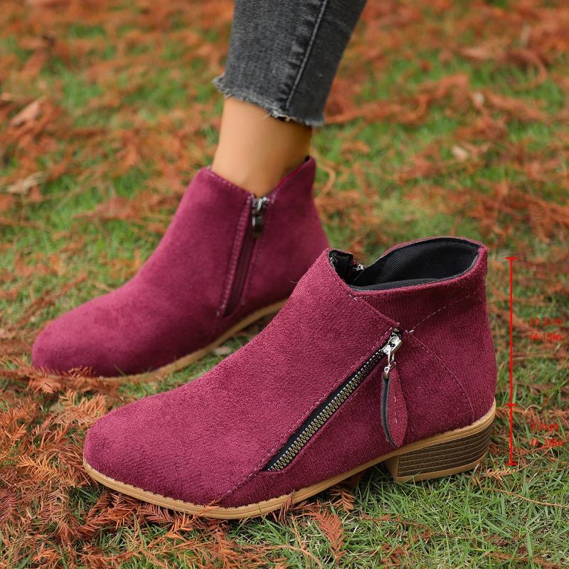 Women's Fall/Winter New Pointed Block Heel Side Zip Large Size Doc Martens