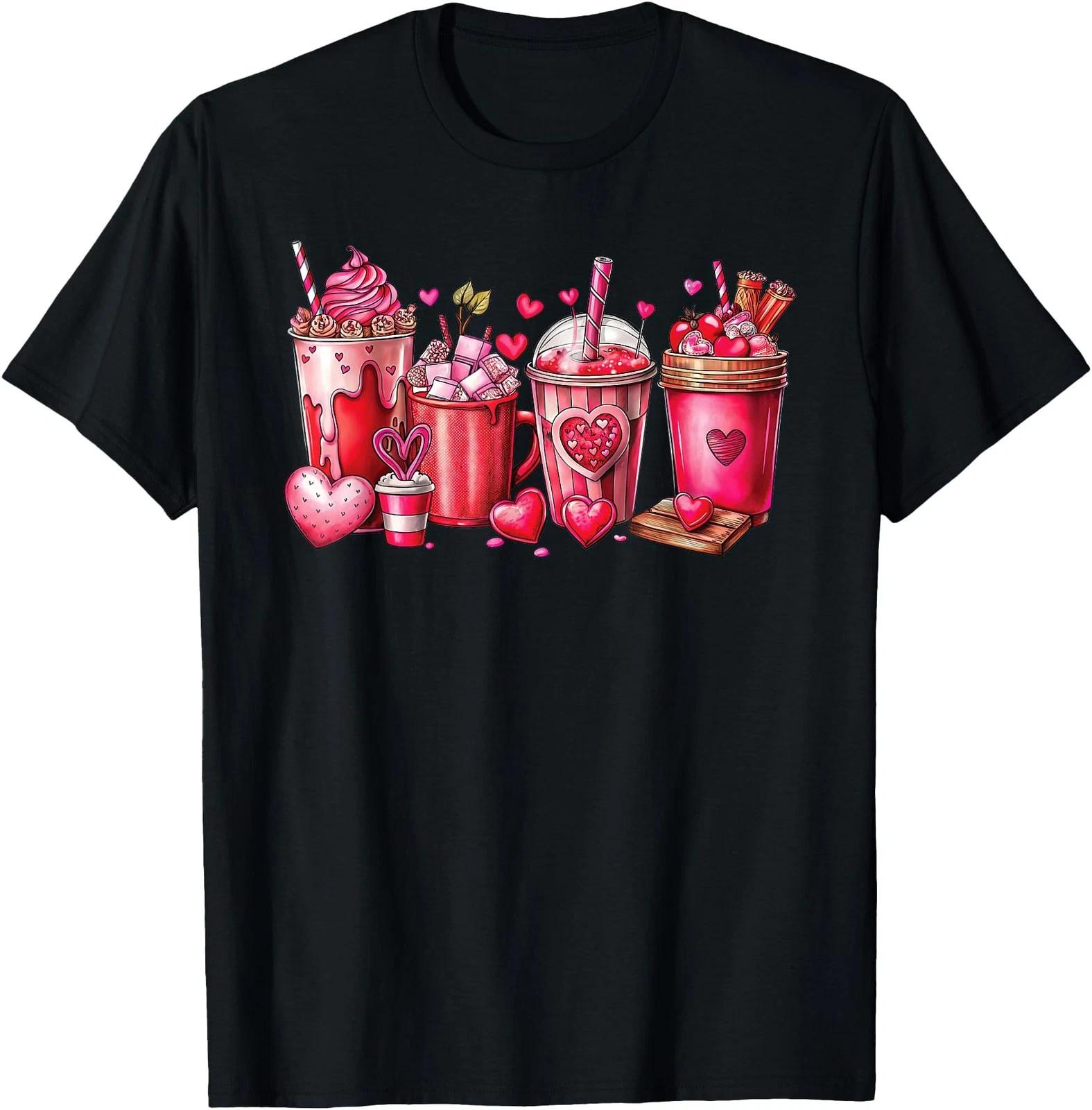 

Valentine Coffee Latte Lover Heart Valentines Day Women Girl T shirt XL