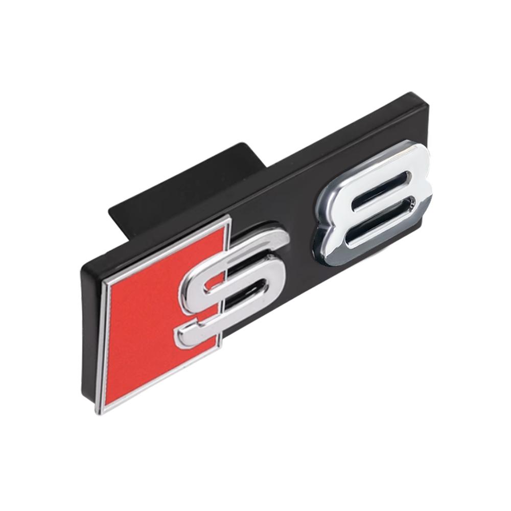 3D S3 S4 S5 S6 S7 S8 Logo ABS Car Front Grille Badge Sticekr Decoration For Audi SQ3 SQ5 SQ7 SQ8 W12 V6 RS3 RS4 RS5 RS6 RS7 RS8