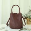 Hand-woven Bucket Bag Genuine Leather Women's Exquisite Fashionable Handbag Single-shoulder Cross-slung Tote