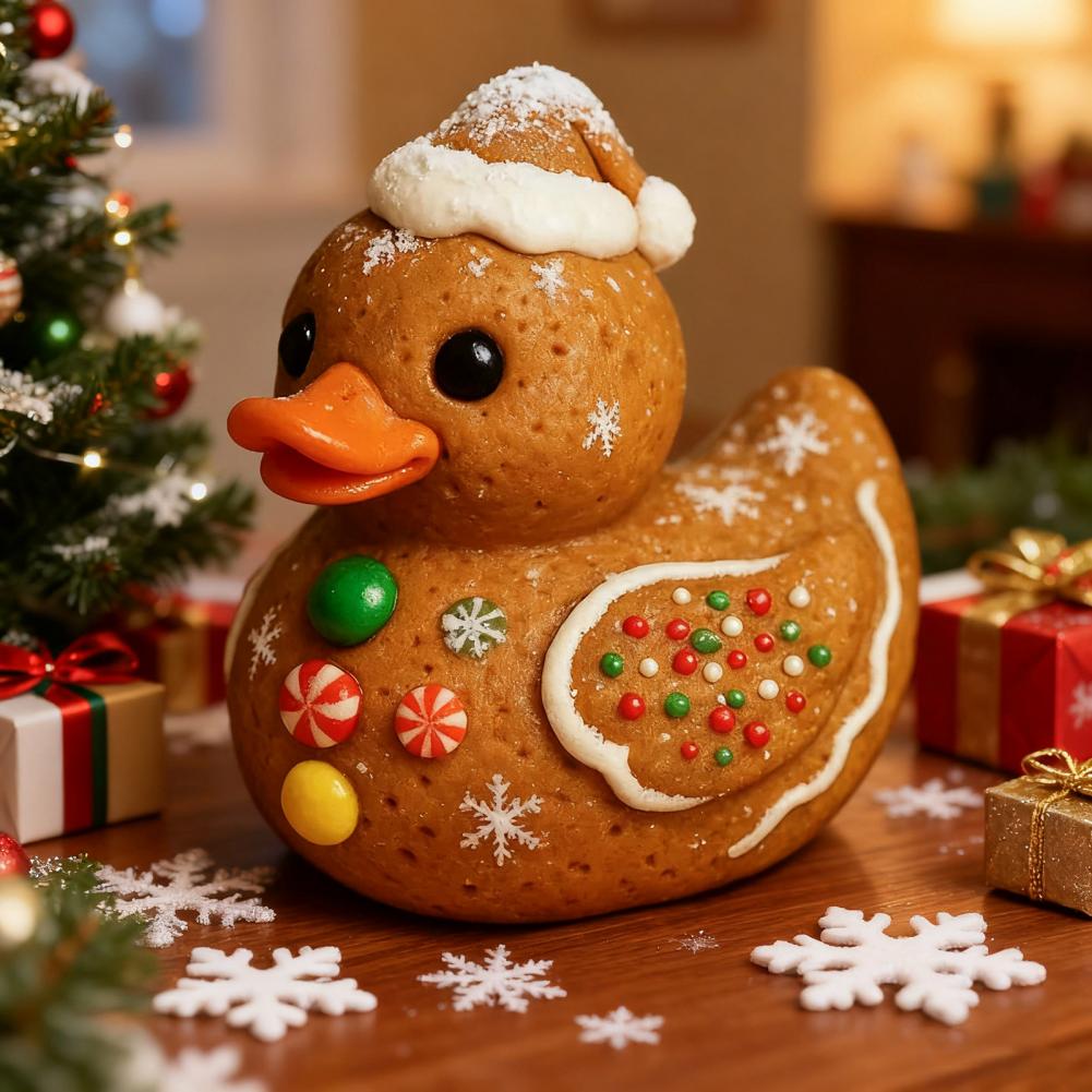 Resin Christmas Duck Ornament Festive Resin Duck Figurine Festive Christmas Duck Figurines Gingerbread Tree Ornament Candy Cane