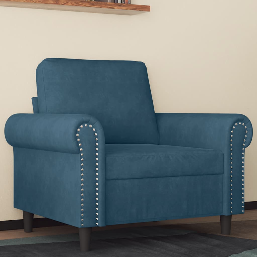 Armchair Blue 60 Cm Velvet