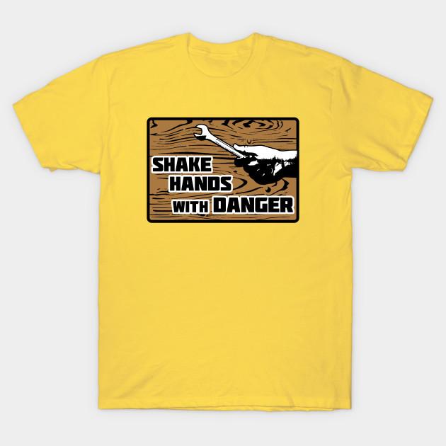 Men Black Print T-shirt Shake Hands With Danger (Black Border) No-Cut Transfer Paper Print Cotton Tshirt S жёлтый
