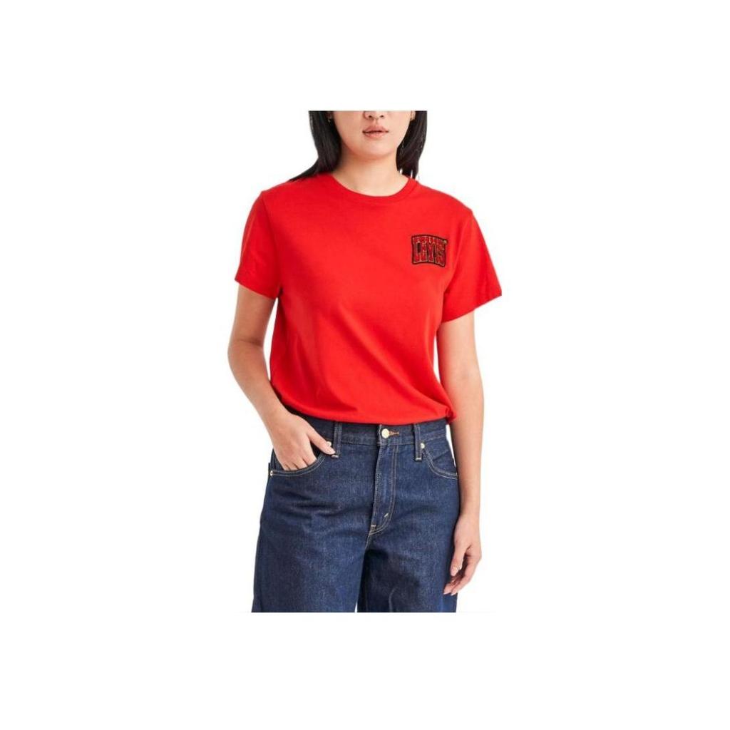 Levis SS23 Letter Logo Embroidered Round Neck Short Sleeve T-Shirt Women Tops A2226-0048