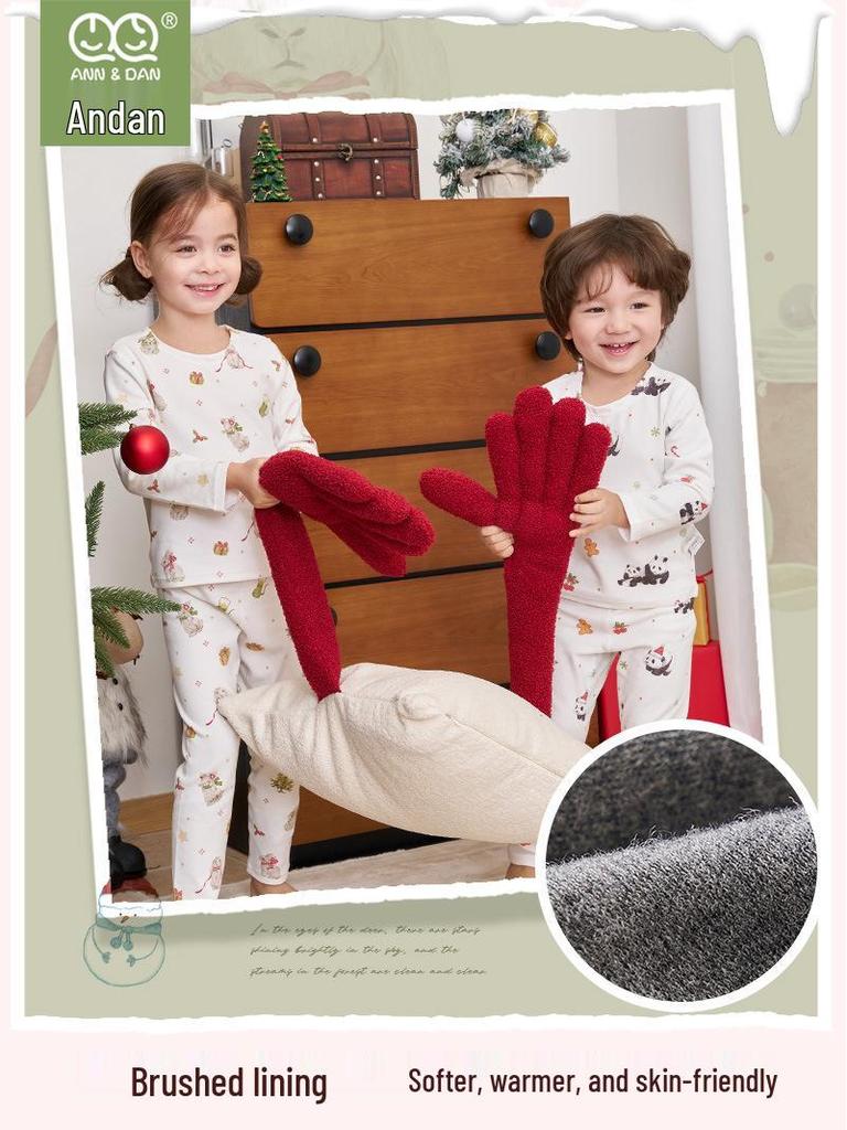 An Dan Christmas Edition Children's Cotton Long-Sleeve Autumn Pajamas Set for Women