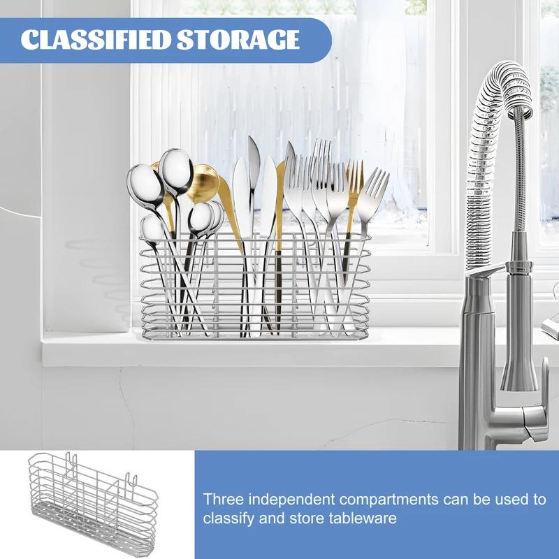 Edelstahl Utensilien Aufbewahrungsregal Küche Essstäbchen Hängehalter Besteck Schöpfkelle Aufbewahrungskorb Spüle Arbeitsplatten Organizer