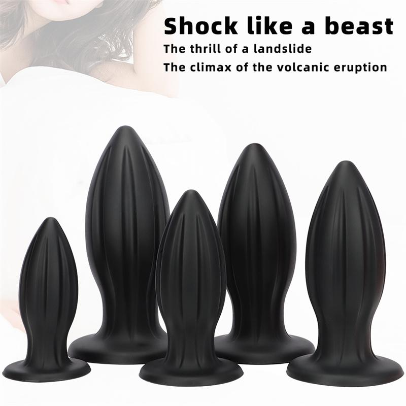 Black Yu'er Sucker Rear Court Big Anal Plug Fisting Training Soft Anal Expansion Silicone Super Large Anal Plug Dildo