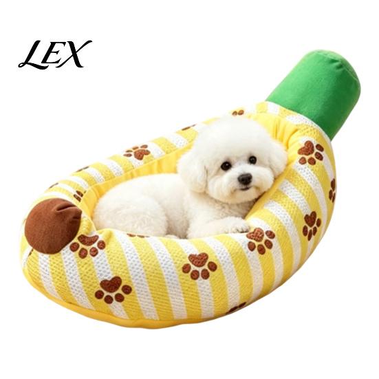 Kitten Snuggle Bed Banana Cat Bed, Cozy with Raised Edge, Cute Pet Furniture Breathable Mesh Cover, Funny for Indoor Cats Small Dogs Polyester