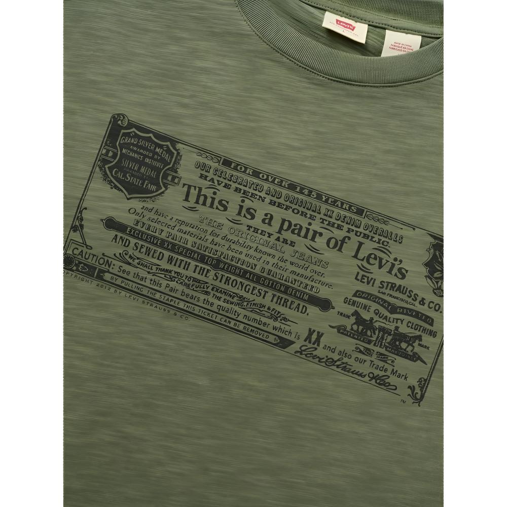 Levis Loose Soft Casual Comfortable Ribbed Crew Neck Short Sleeve T-Shirt Men Tops Dark-Green 003N4-0001